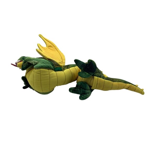Folkmanis Plush Dragon Hand Puppet Stuffed Animal Toy Green 14" Gold Furry Ears - Picture 3 of 5